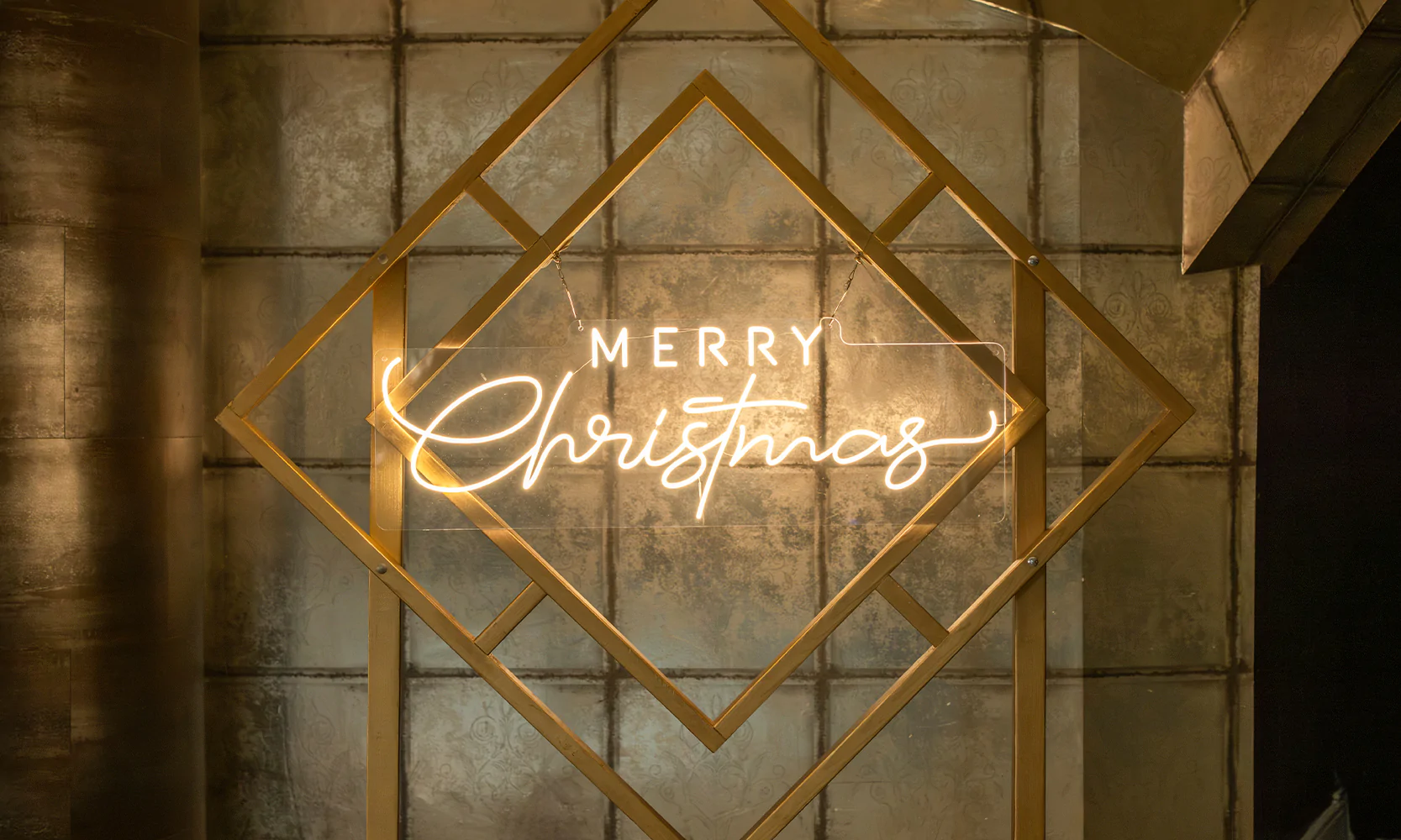 Merry Christmas white neon sign by Elizabeth James Events