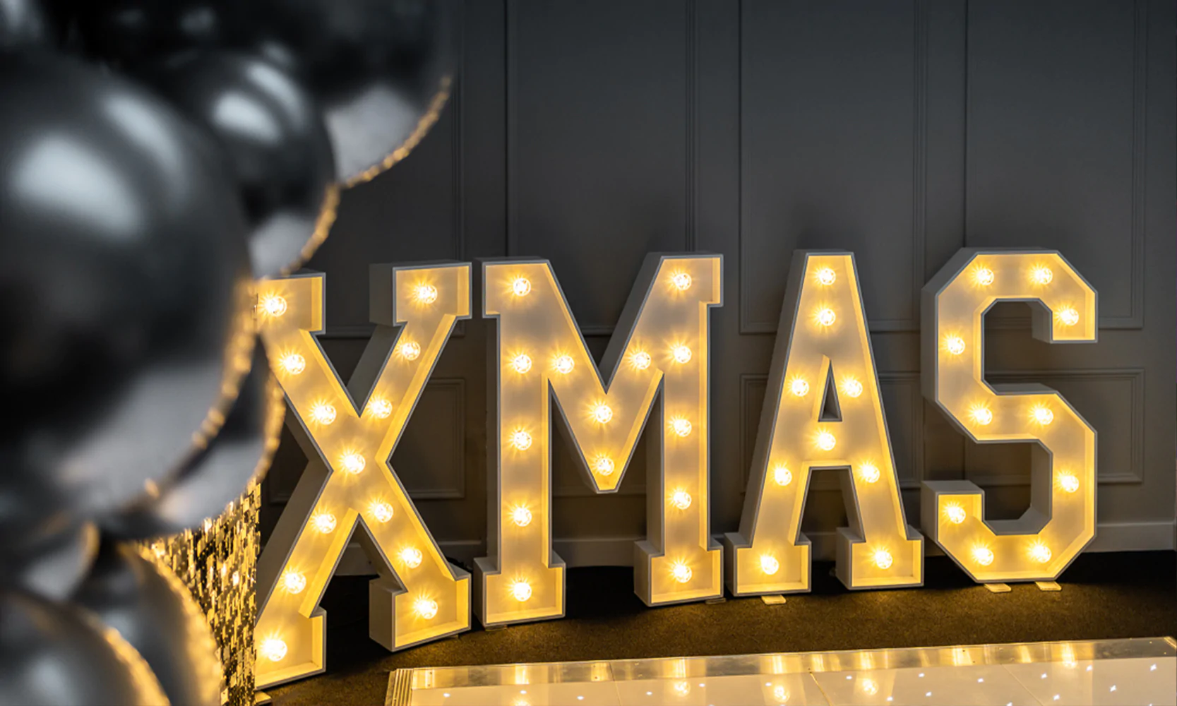 Light-Up Letters for a Christmas Party by Elizabeth James Events