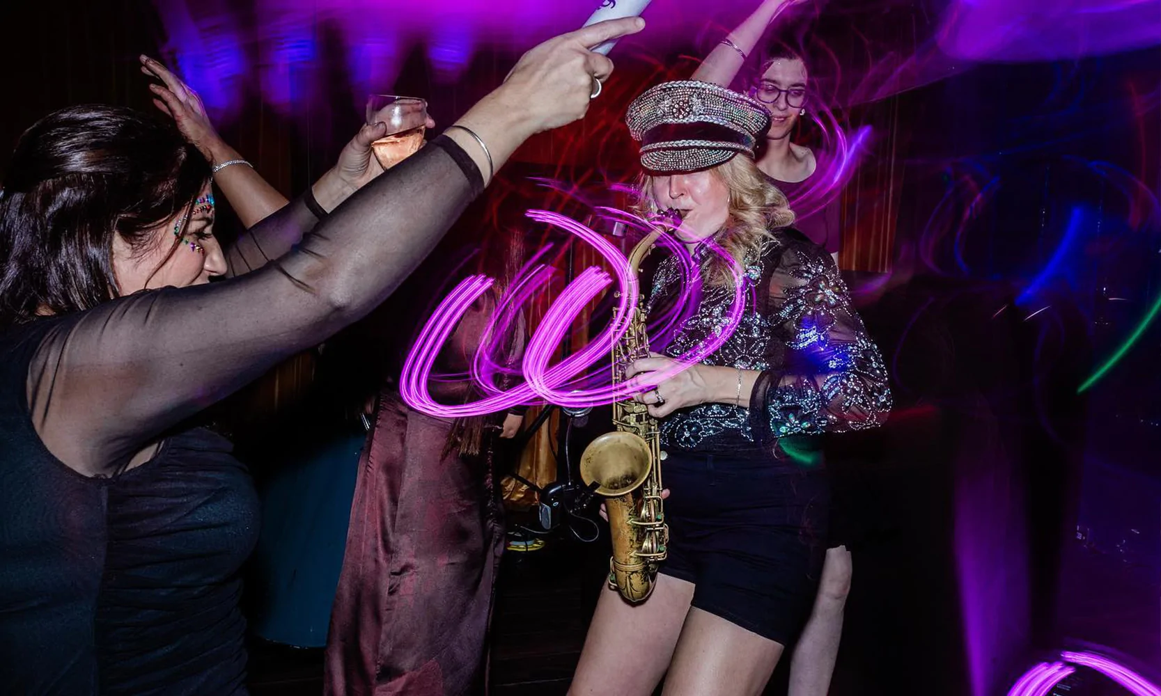 Live saxaphone at a party