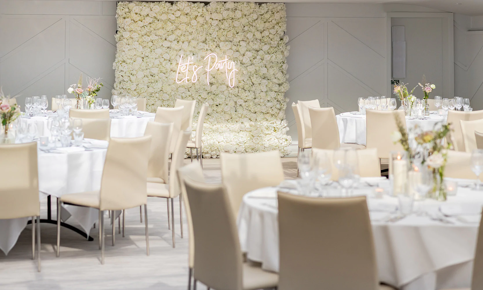 Floral backdrop at a summer party.
