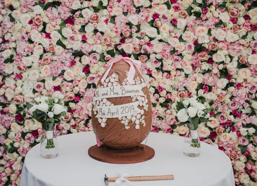Large chocolate egg with floral background