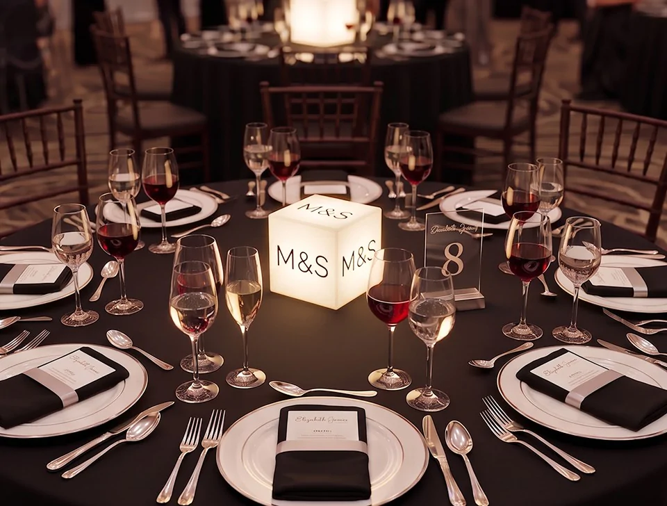 Trending Event Decor - Branded Illuminated Cube Table Centrepiece