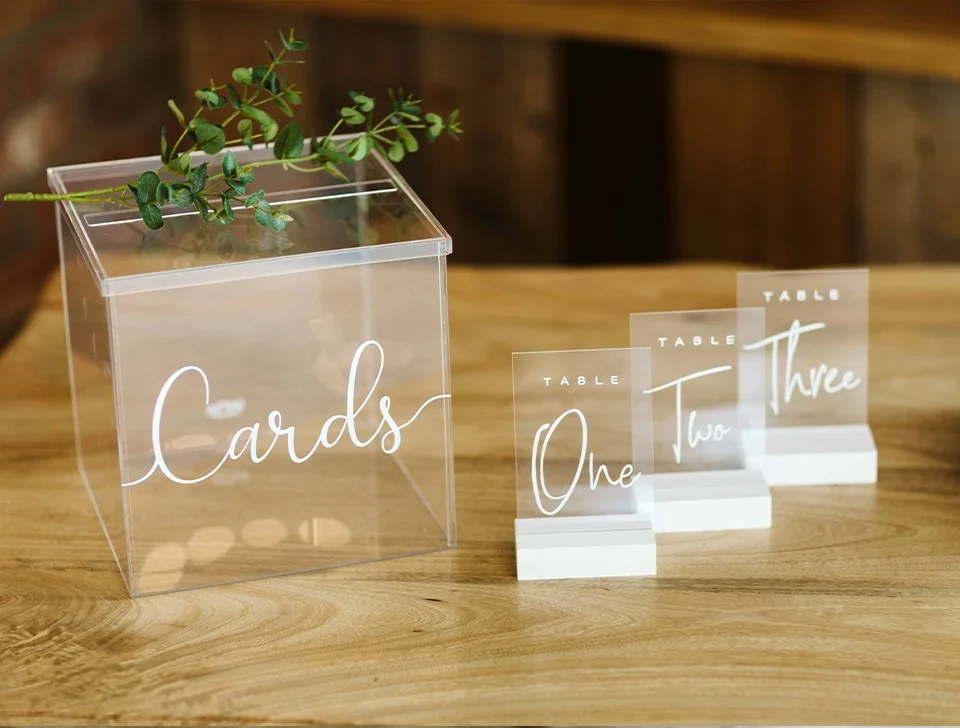 Decor Extras For Hire In The Hertfordshire Area - Clear Acrylic Card Postbox