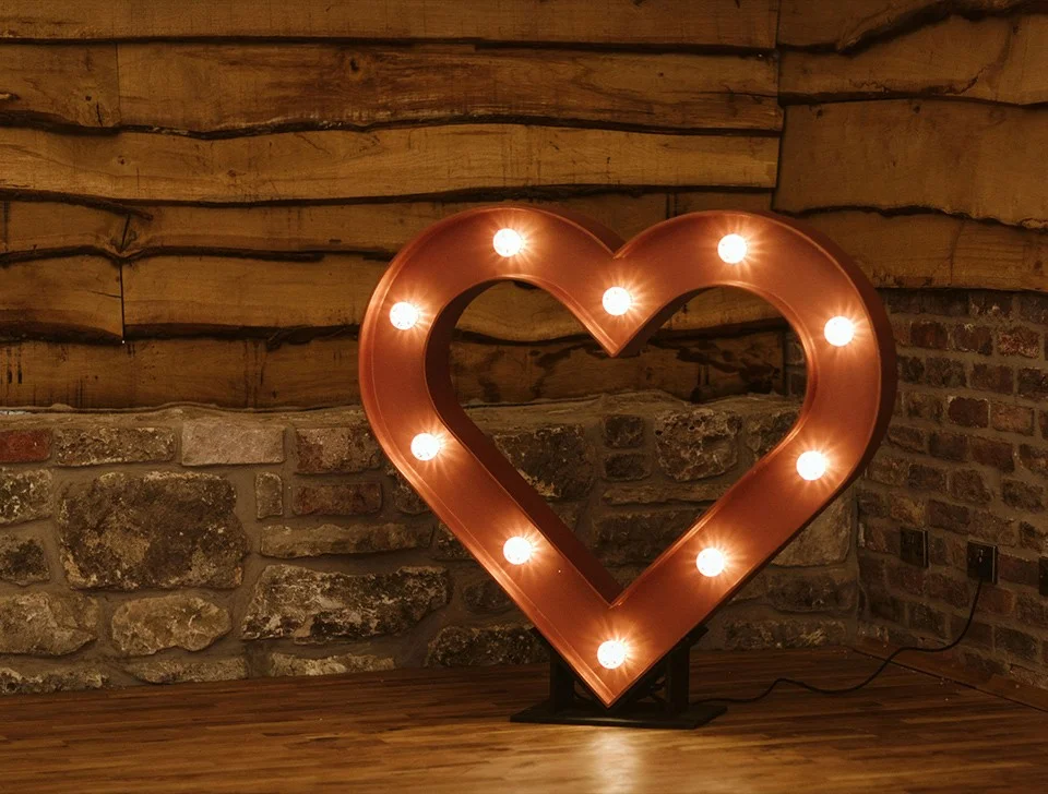 Hedge End Anniversary Party Styling & Decor Hire - Copper Light-Up Heart