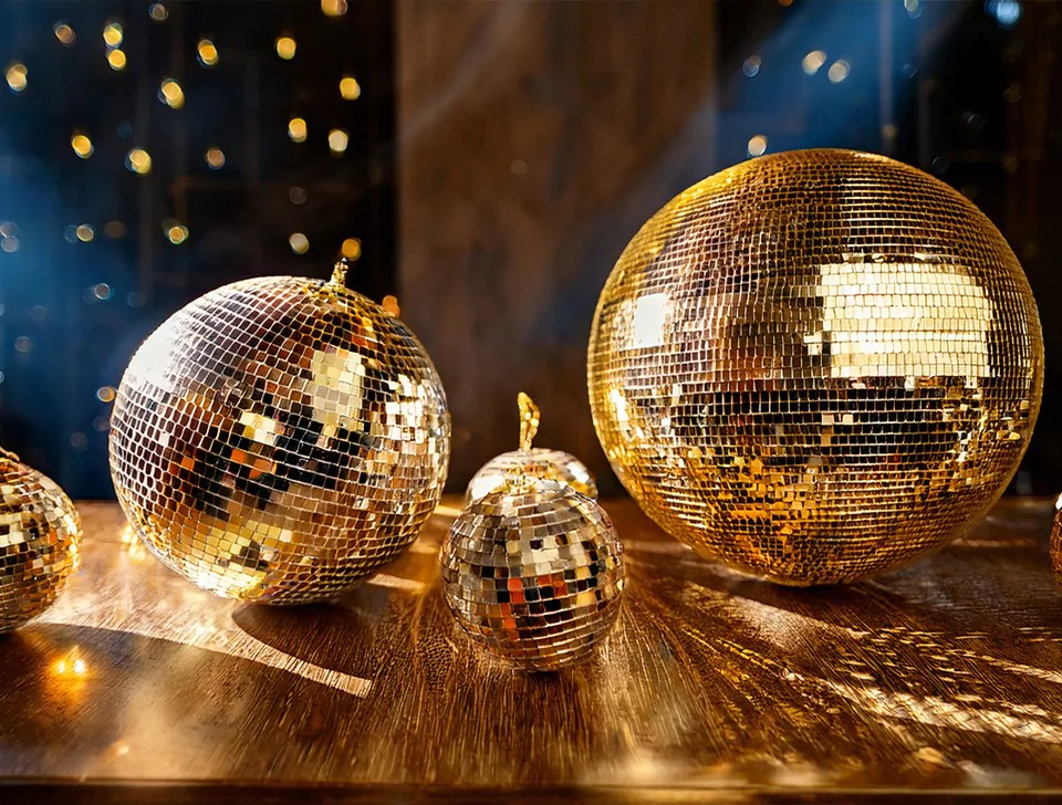 Decor Extras For Hire In The Dawlish Area - Gold Disco Balls