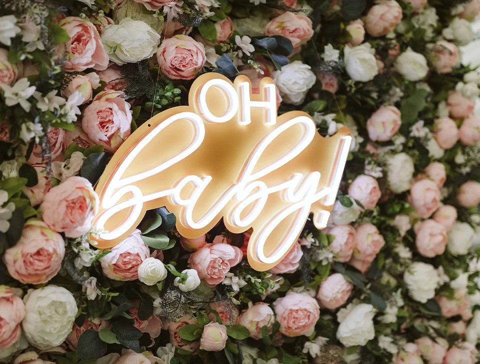 Christchurch Baby Shower Styling & Decor Hire - 'Oh Baby' Neon Sign