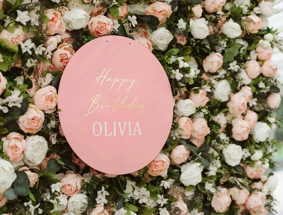 Premium Birthday Party Decor For Hire - Pastel Pink Acrylic Disc