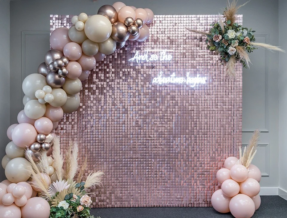 Wimborne Minster Baby Shower Styling & Decor Hire - Pink Sequin Wall