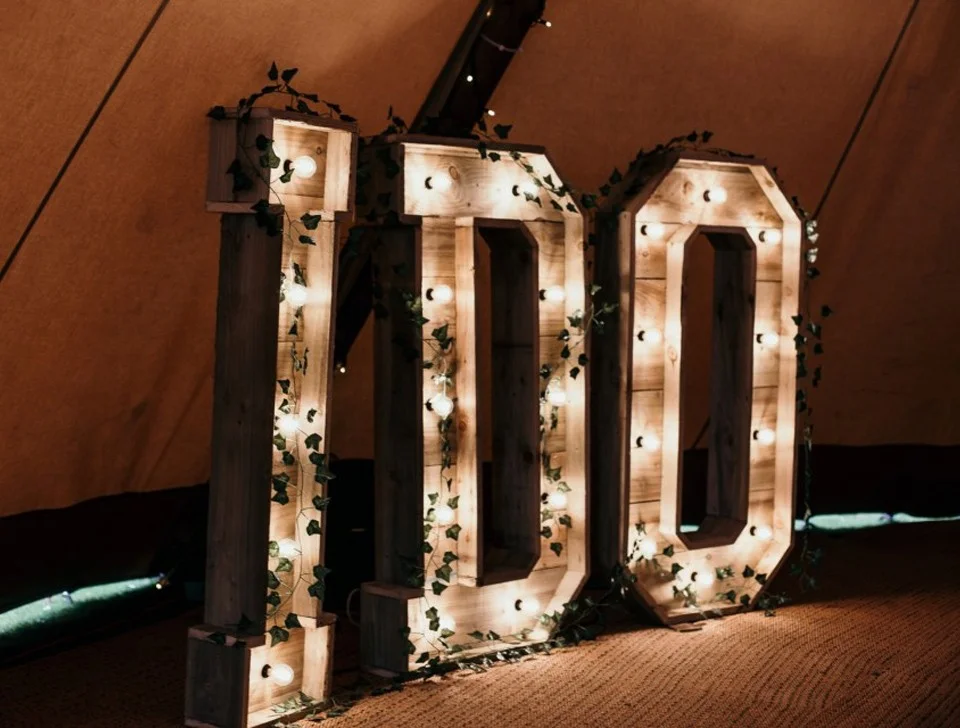 Rustic Light-Up Letters For Hire In The Buckinghamshire Area - Reclaimed Light-Up 'I DO' Letters