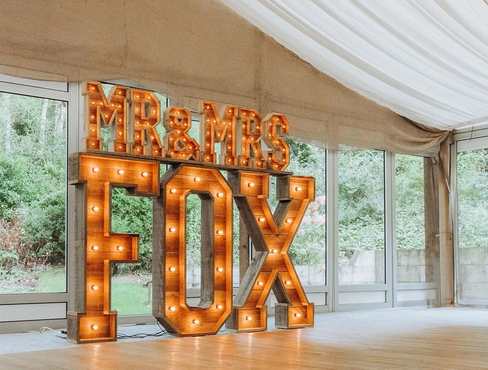 Hartley Wintney Wedding Decor, Styling & Prop Hire - Reclaimed Surname Letters