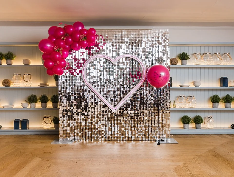 Thame Anniversary Party Styling & Decor Hire - Silver Sequin Wall
