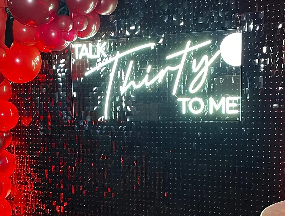 Neon Signs For Hire In The Dawlish Area - 'Talk Thirty To Me' Neon Sign