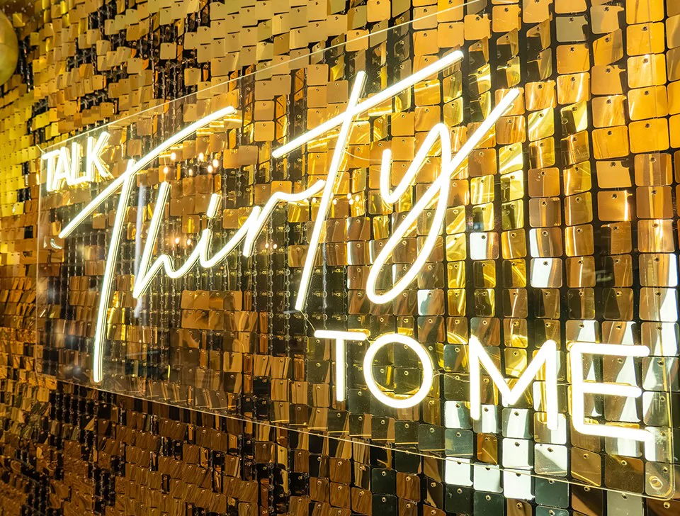 Premium Neon Signs For Hire - 'Talk Thirty To Me' Neon Sign