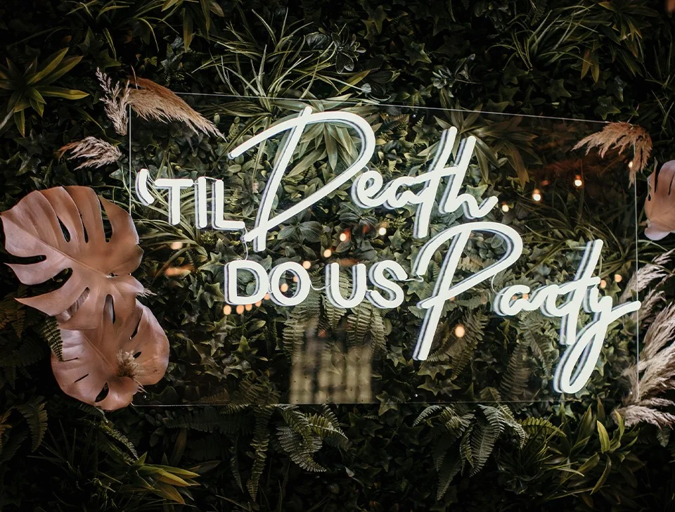 Neon Signs For Hire In The Surrey Area - 'til Death Do Us Party' Neon Sign