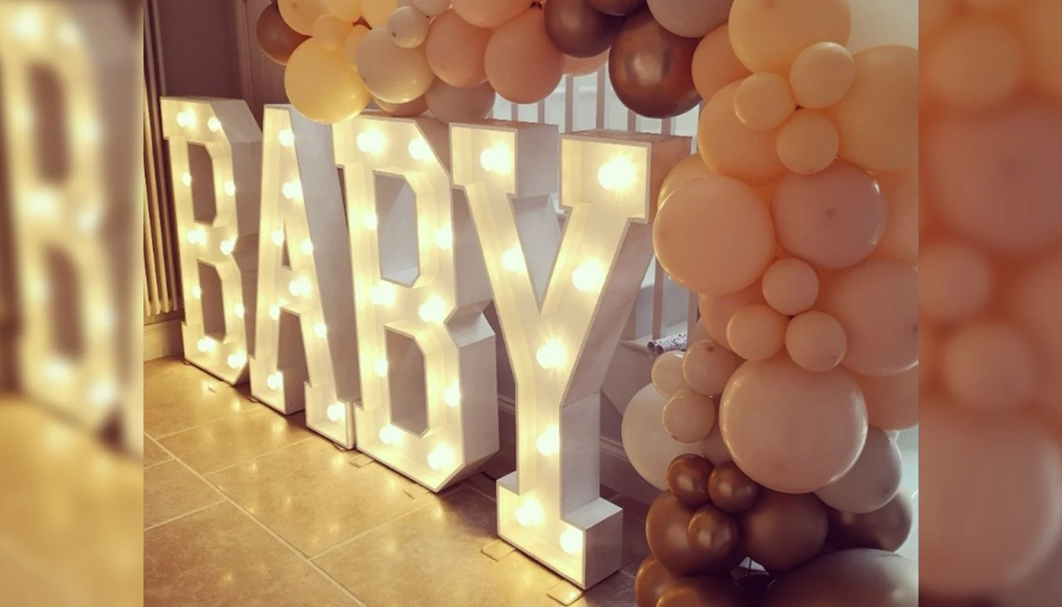 White 'BABY' Light-Up Letters