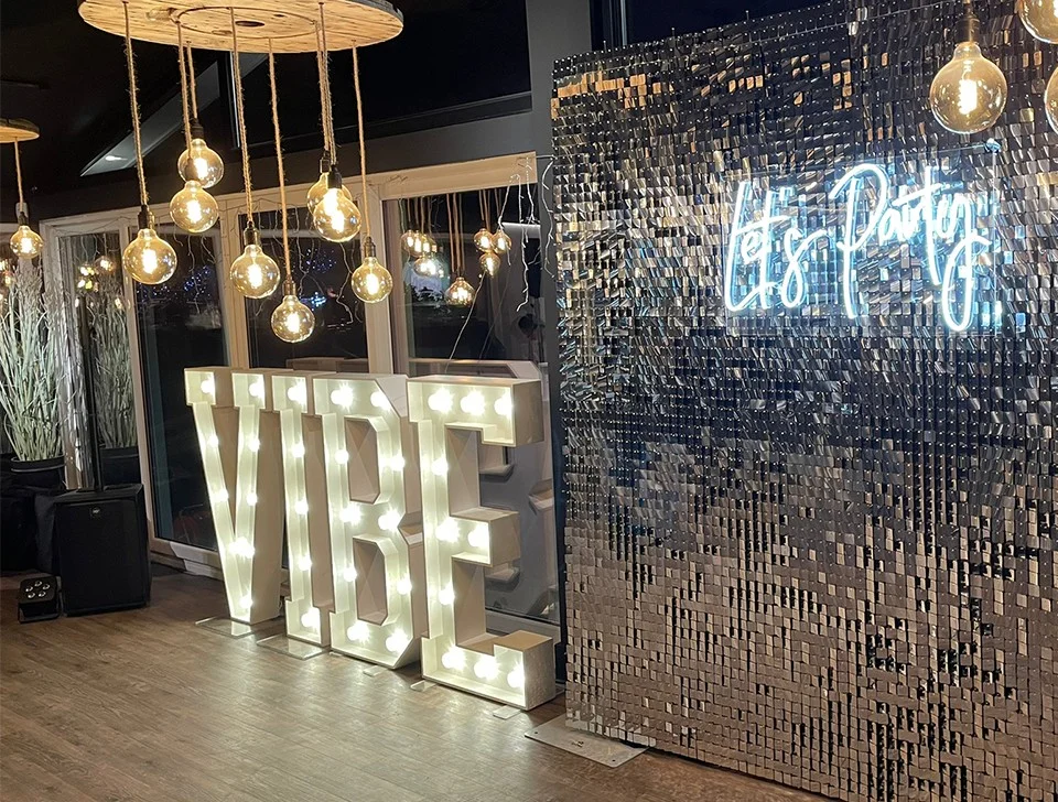 Romsey Corporate Styling & Event Decor Hire - White Corporate Branding Light-Up Letters