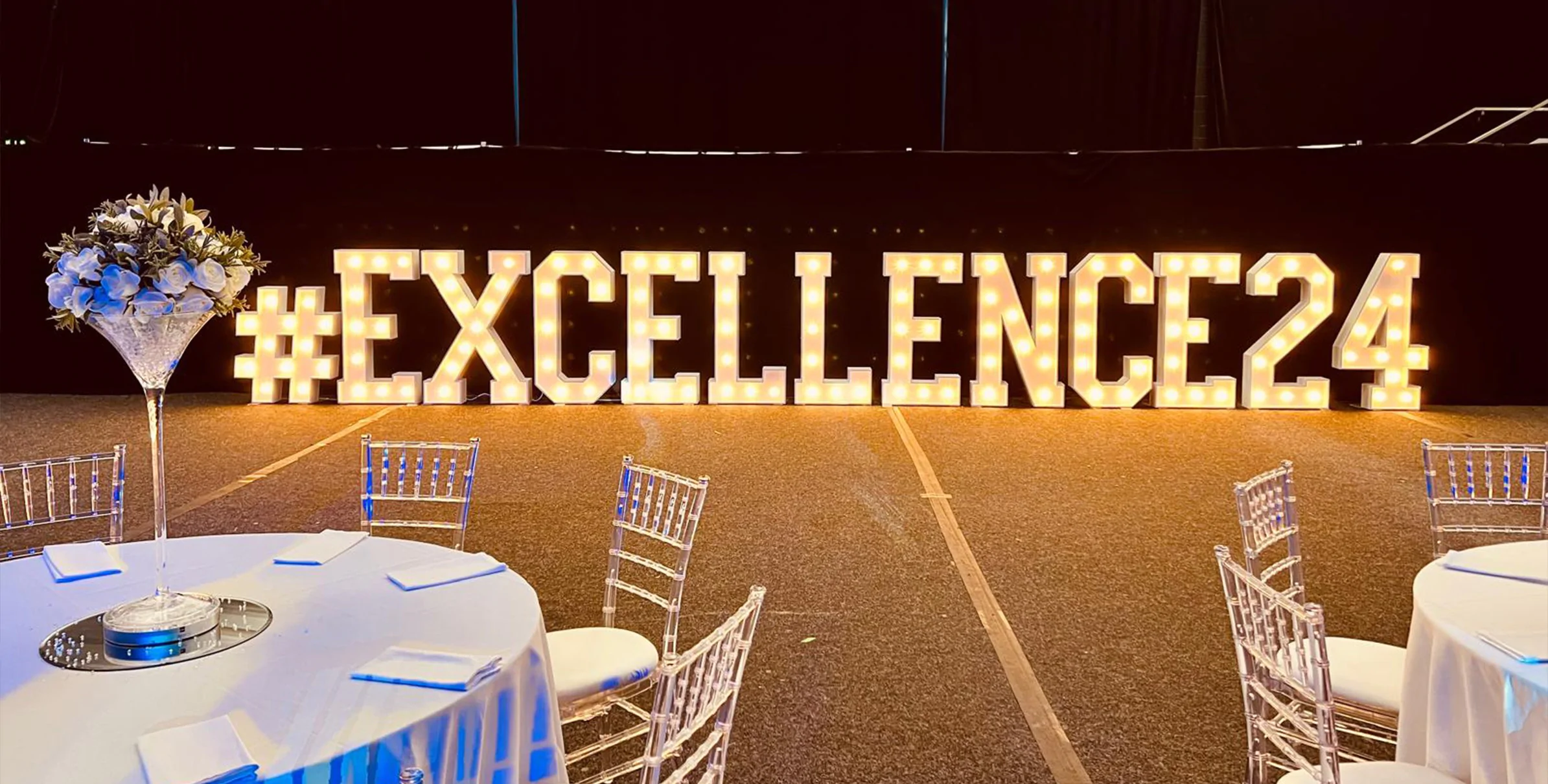 White Light-Up Hashtag for hire from Elizabeth James Events