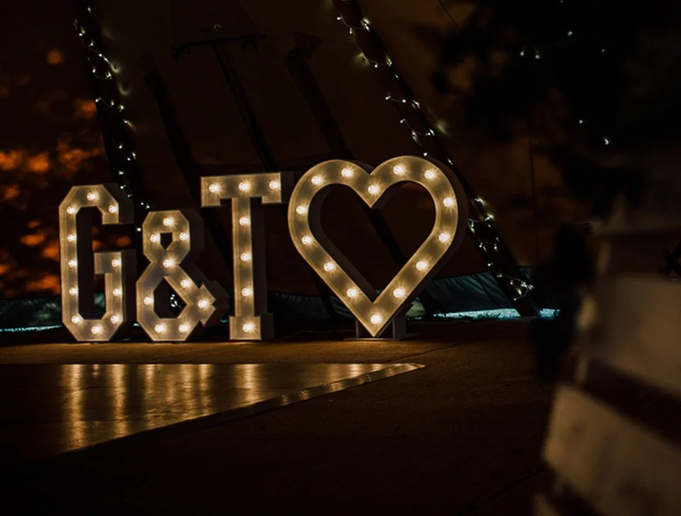 Hartley Wintney Anniversary Party Styling & Decor Hire - White Light-Up Heart